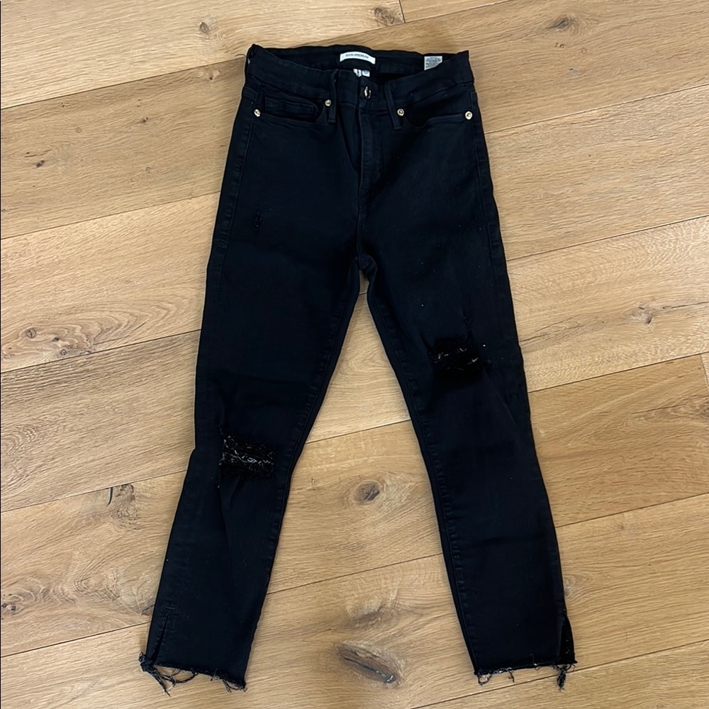 Women's Good America Black Distressed Jeans